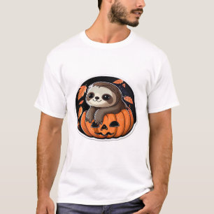 sloth pumpkin Halloween sticker Oversized T-Shirt