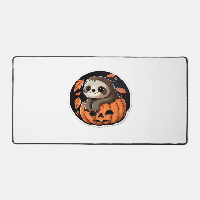 sloth pumpkin Halloween sticker Oversized T-Shirt Desk Mat (Front)