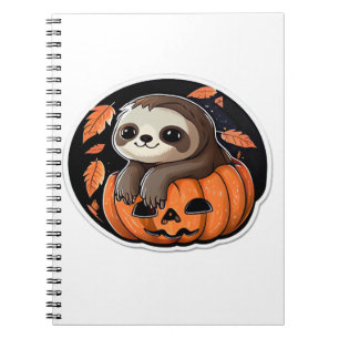 sloth pumpkin Halloween sticker Oversized T-Shirt Notebook