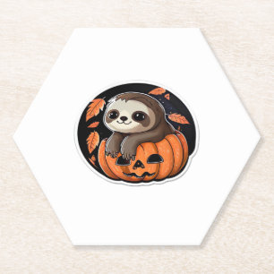 sloth pumpkin Halloween sticker Oversized T-Shirt Paper Coaster