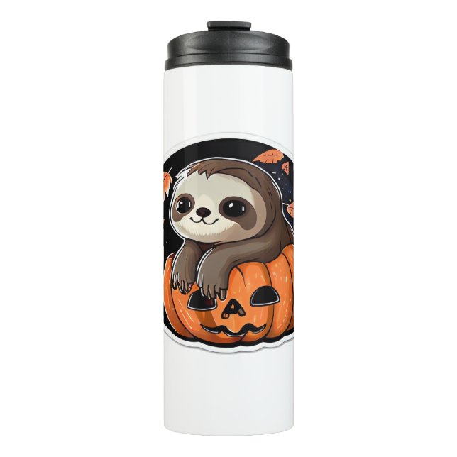 sloth pumpkin Halloween sticker Oversized T-Shirt Thermal Tumbler (Front)