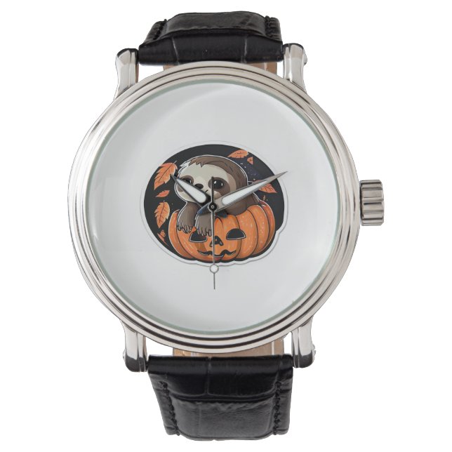 sloth pumpkin Halloween sticker Oversized T-Shirt Watch (Front)