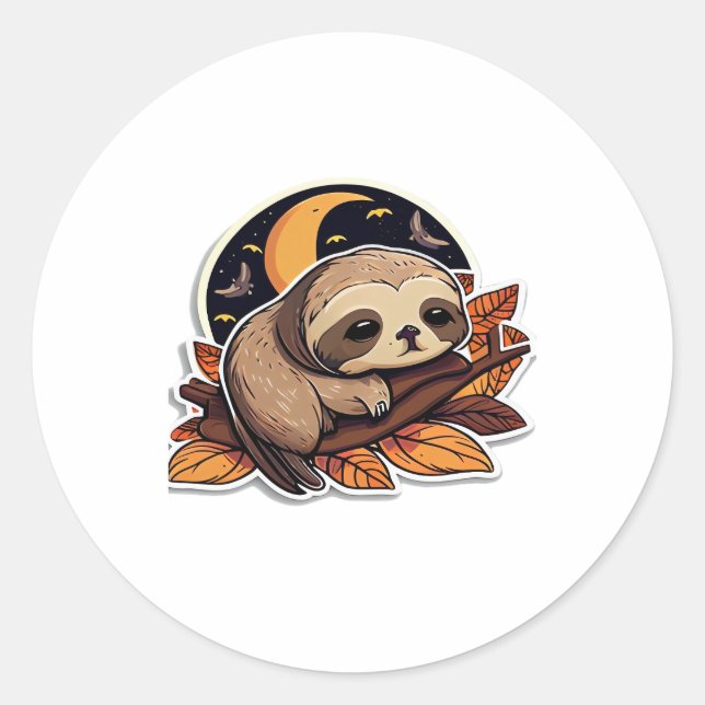 sloth pumpkin Halloween sticker style 2 Classic T- (Front)
