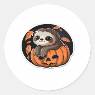 sloth pumpkin Halloween sticker style 2 Classic T-