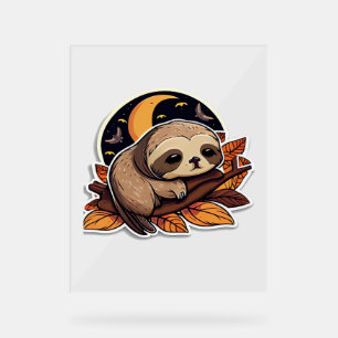 sloth pumpkin Halloween sticker style 2 Classic T- Acrylic Sign