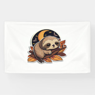 sloth pumpkin Halloween sticker style 2 Classic T- Banner