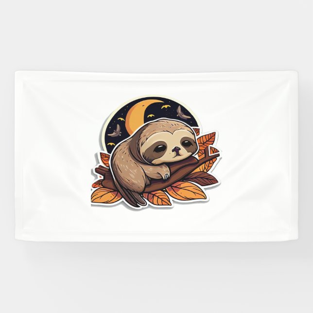 sloth pumpkin Halloween sticker style 2 Classic T- Banner (Horizontal)
