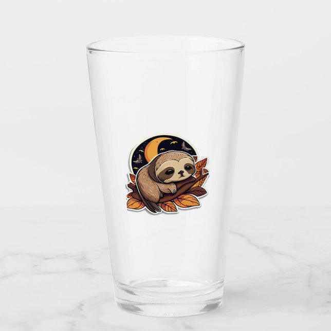 sloth pumpkin Halloween sticker style 2 Classic T- Glass (Front)