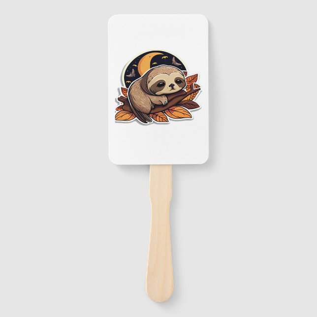 sloth pumpkin Halloween sticker style 2 Classic T- Hand Fan (Front)