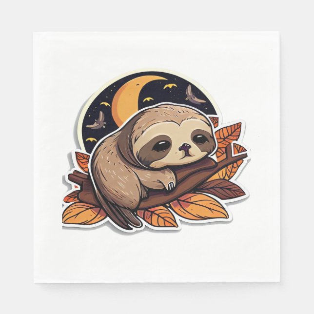 sloth pumpkin Halloween sticker style 2 Classic T- Napkin (Front)