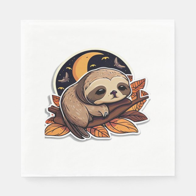 sloth pumpkin Halloween sticker style 2 Classic T- Napkin (Front)