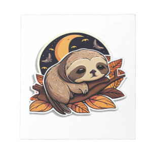 sloth pumpkin Halloween sticker style 2 Classic T- Notepad
