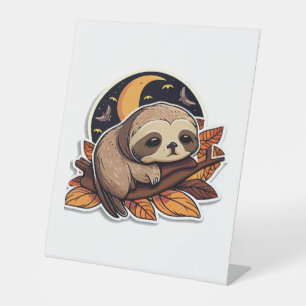 sloth pumpkin Halloween sticker style 2 Classic T- Pedestal Sign