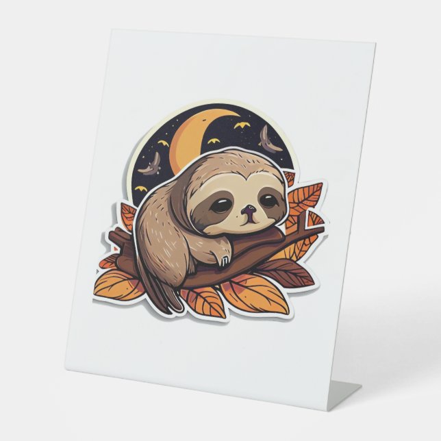 sloth pumpkin Halloween sticker style 2 Classic T- Pedestal Sign (Front)