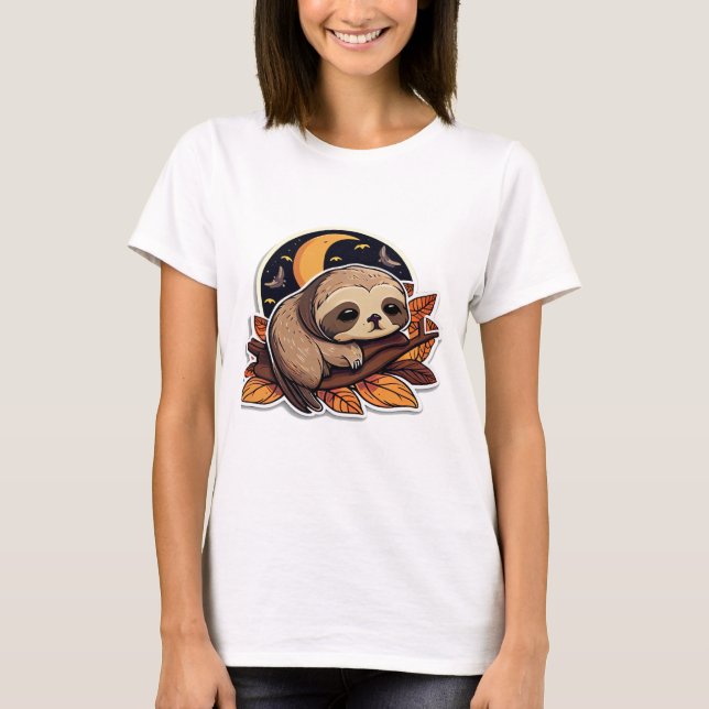 sloth pumpkin Halloween sticker style 2 Classic T- T-Shirt (Front)