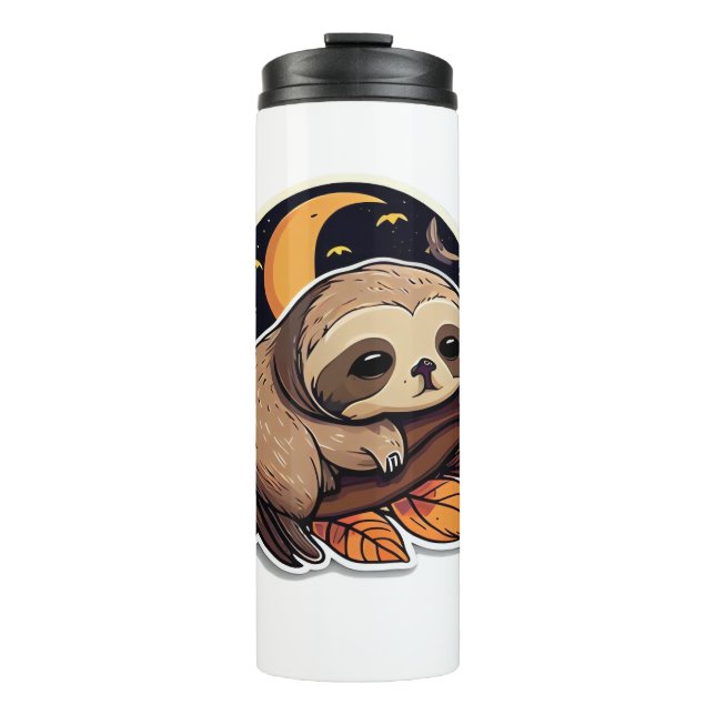sloth pumpkin Halloween sticker style 2 Classic T- Thermal Tumbler (Front)