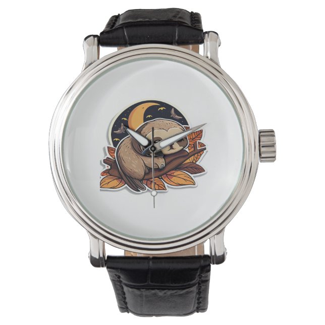 sloth pumpkin Halloween sticker style 2 Classic T- Watch (Front)