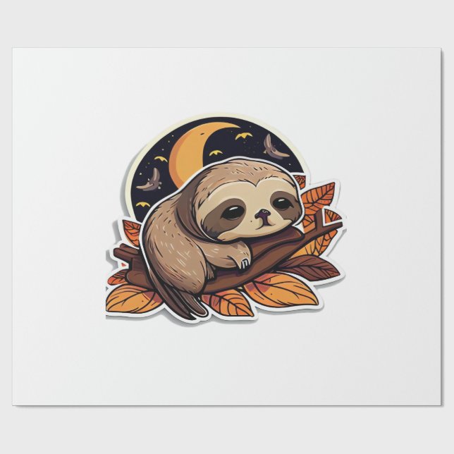 sloth pumpkin Halloween sticker style 2 Classic T- Wrapping Paper (Flat)