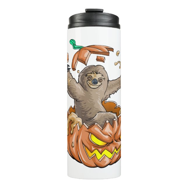 Sloth Pumpkin Halloween Thermal Tumbler (Front)