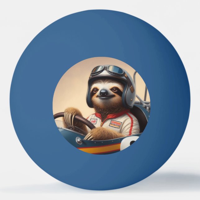 Sloth Racecar Driver Ping Pong Ball (Front)