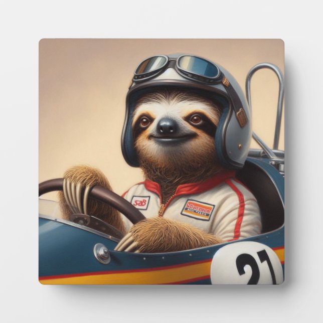 Sloth Racecar Driver Plaque (Front)