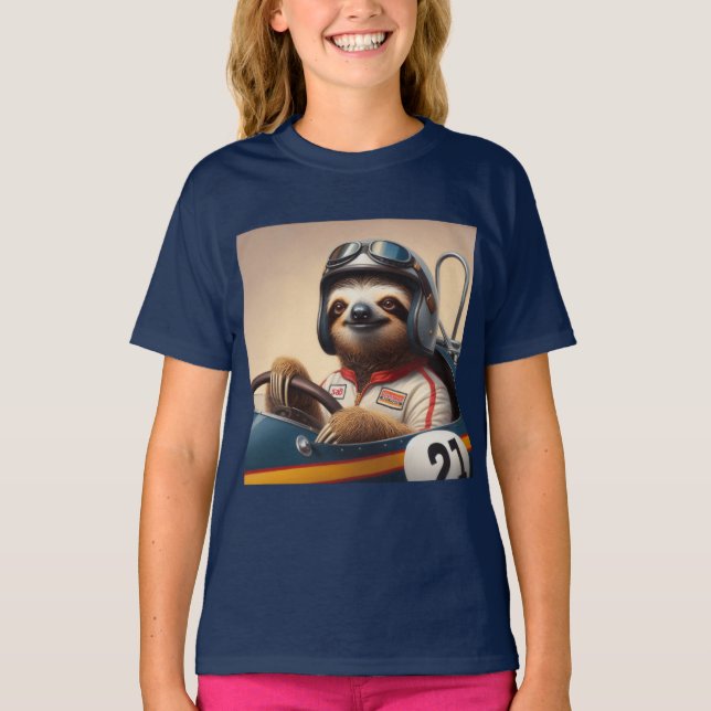 Sloth Racecar Driver T-Shirt (Front)