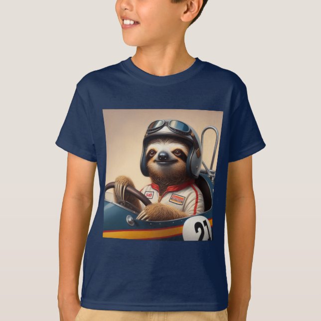 Sloth Racecar Driver T-Shirt (Front)