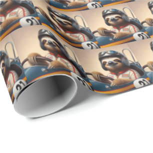 Sloth Racecar Driver Wrapping Paper