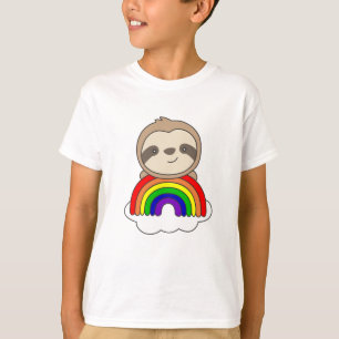 Sloth Rainbow Cute Animals For Kids Colourful T-Shirt