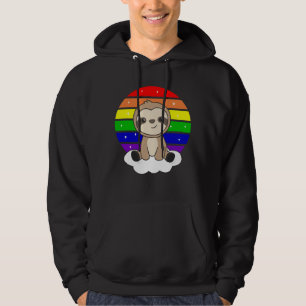 Sloth Rainbow Glitter Kawaii Sloth Colourful Hoodie