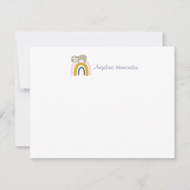 Sloth Rainbow Stationery Set Card (Front)