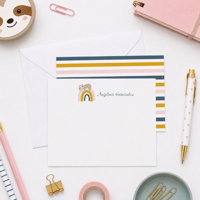 Sloth Rainbow Stationery Set Card (Creator Uploaded)