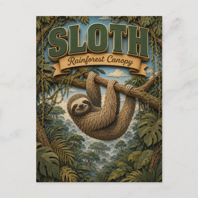 Sloth Rainforest Canopy POPCUT Postcard (Front)