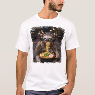 Sloth Ramen Noodles Lover Humour Funny Meme T-Shirt