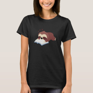 Sloth Reading Falling Asleep Cute Rodent T-Shirt