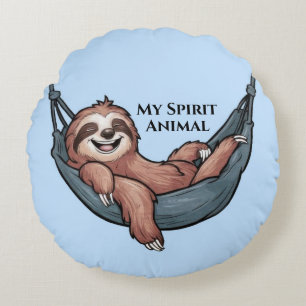 Sloth Relaxing Round Cushion