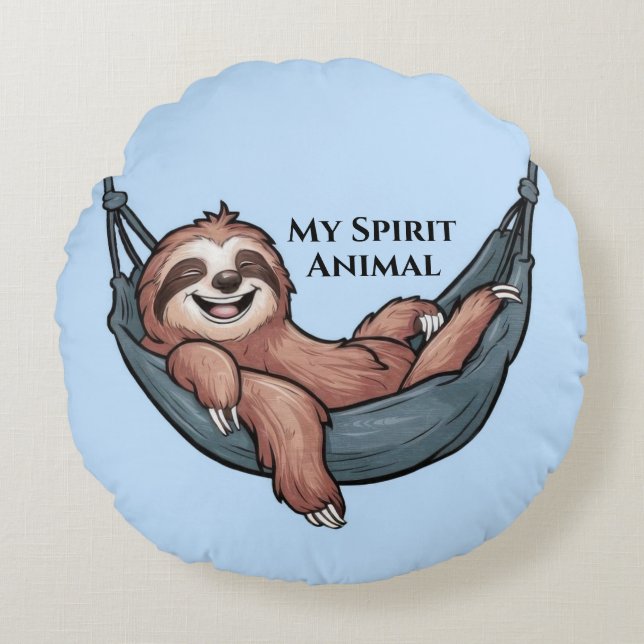 Sloth Relaxing Round Cushion (Front)