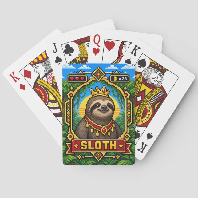 Sloth Retro 8-Bit Pixel Art Playing Cards (Back)
