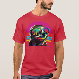 Sloth retro vintage 1980s animal lazy retrowave st T-Shirt
