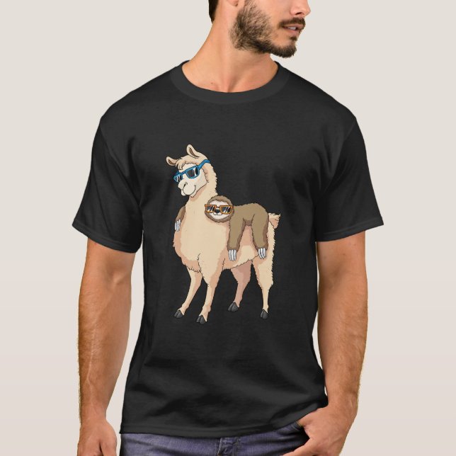 Sloth Ride Llama Best Friend Dream Team Funny Gift T-Shirt (Front)