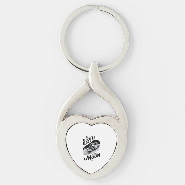 Sloth Riding a Rocket to the Moon Key Ring (Front)