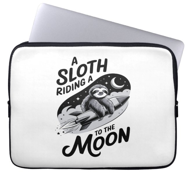 Sloth Riding a Rocket to the Moon Laptop Sleeve (Front)