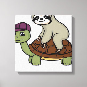 Sloth riding a turtle Classic T-Shirt Canvas Print