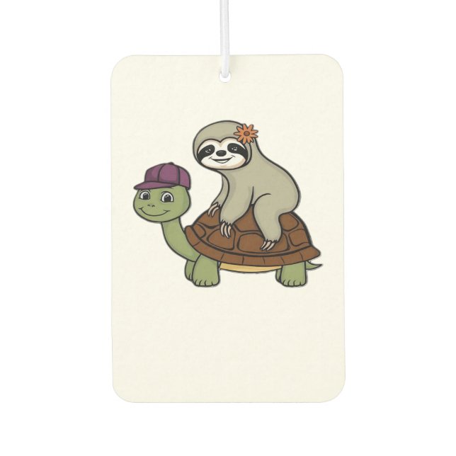 Sloth riding a turtle Classic T-Shirt Car Air Freshener (Front)