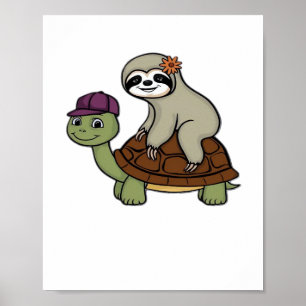 Sloth riding a turtle Classic T-Shirt Poster