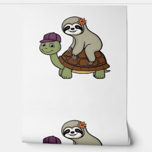 Sloth riding a turtle Classic T-Shirt Wallpaper