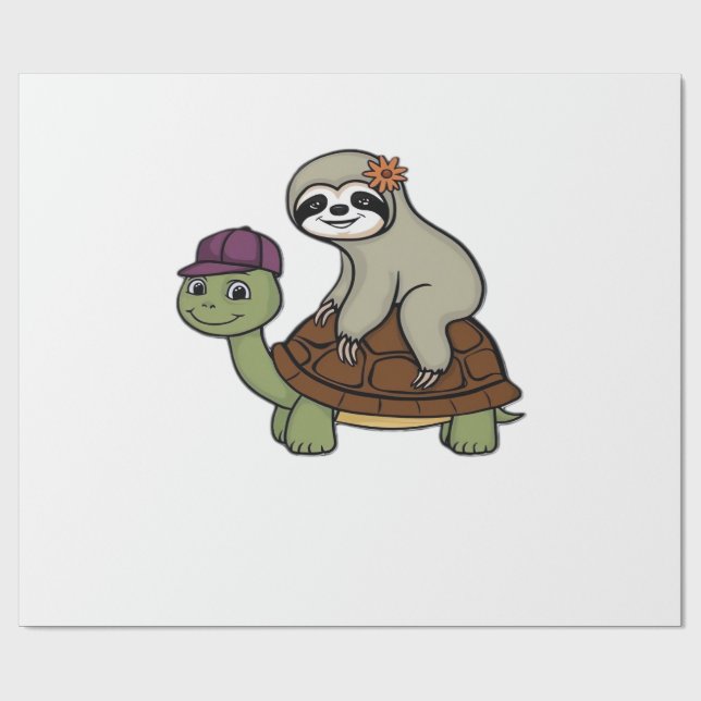 Sloth riding a turtle Classic T-Shirt Wrapping Paper (Flat)