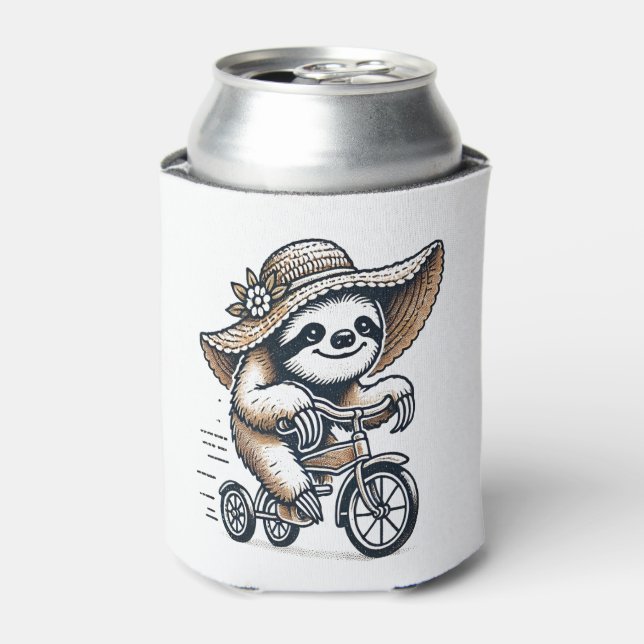 Sloth Riding Bike Can Cooler (Can Front)
