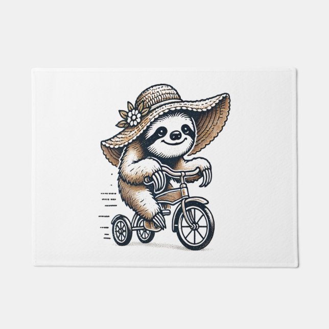 Sloth Riding Bike Doormat (Front)