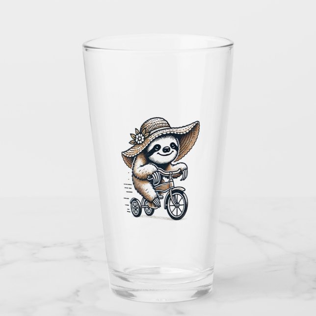 Sloth Riding Bike Glass (Front)